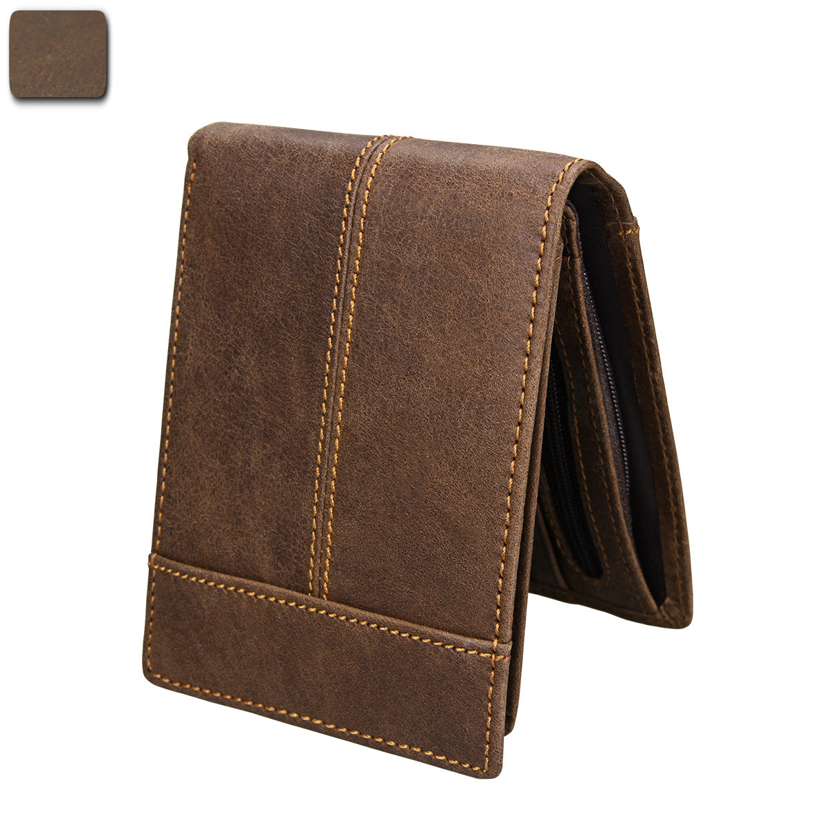 Brown leather wallet on a white background
